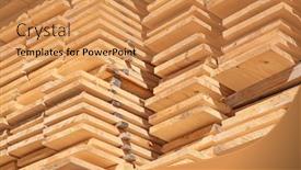  Presentation with lumber - PPT layouts with stack of new wooden studs at the lumber yard background and a gold colored foreground