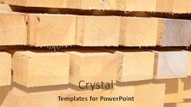  Presentation with lumber - Amazing PPT theme having stack-of-new-wooden-studs backdrop and a yellow colored foreground