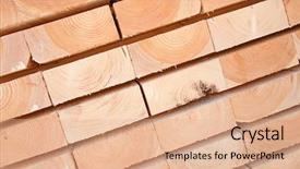  Presentation with lumber - Slide set with stack of new wooden studs background and a coral colored foreground