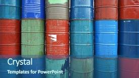  Presentation with oil gas - Audience pleasing theme consisting of stack of oil drums backdrop and a ocean colored foreground