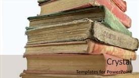  Presentation with old book - Presentation theme with stack of old book isolated background and a coral colored foreground