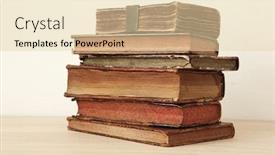  Presentation with stack books - Amazing presentation design having stack of old books copyspace for your text backdrop and a lemonade colored foreground