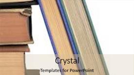  Presentation with stack books - PPT layouts with stack-of-old-books background and a soft green colored foreground