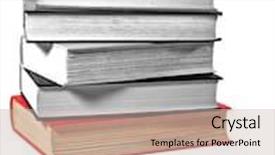  Presentation with stack books - Theme having stack-of-old-books background and a soft green colored foreground