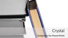  Presentation with stack books - Presentation design with stack-of-old-books background and a light gray colored foreground