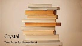  Presentation with vintage book - Beautiful PPT layouts featuring stack of old books backdrop and a coral colored foreground
