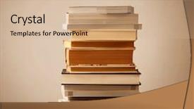  Presentation with stack-books - Theme featuring stack-of-old-books and a  colored foreground