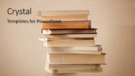  Presentation with stack books - Audience pleasing PPT layouts consisting of stack of old books with vintage background backdrop and a coral colored foreground