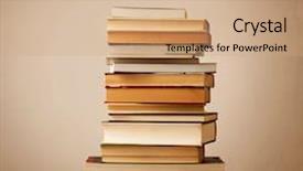  Presentation with vintage book - Amazing presentation design having stack of old books backdrop and a coral colored foreground