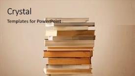  Presentation with stack-books - Cool new presentation theme with stack of old books backdrop and a soft green colored foreground
