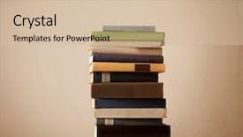  Presentation with vintage book - Slides having stack of old books background and a soft green colored foreground