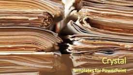  Presentation with archive - Beautiful presentation design featuring stack of old documents backdrop and a tawny brown colored foreground