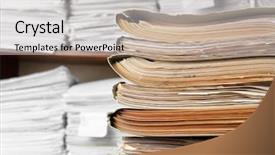  Presentation with archive - Slide set having stack of old documents background and a light gray colored foreground