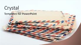  Presentation with old letter - Presentation theme having stack of old letter background and a cool aqua colored foreground