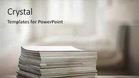  Presentation with magazines - Colorful slide set enhanced with stack of old magazines on wooden table in the bedroom backdrop and a light gray colored foreground