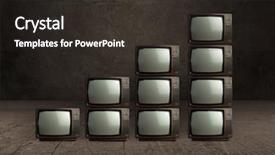  Presentation with technology old vintage television - PPT theme enhanced with stack of old television indoors background and a  colored foreground