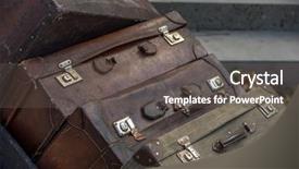  Presentation with old vintage mobile phones - Presentation featuring stack of old vintage suitcases background and a dark gray colored foreground