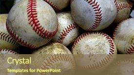  Presentation with baseball - Slides with stack of old worn baseball background and a violet colored foreground