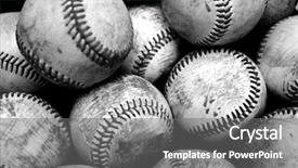  Presentation with vintage baseball - PPT layouts featuring stack of old worn baseball background and a gray colored foreground