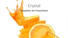  Presentation with fruit splash - PPT layouts enhanced with stack of orange fruit slices with juice splash isolated on white background background and a white colored foreground