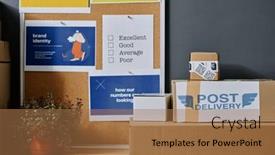  Presentation with noticeboard - Presentation theme with stack-of-packed-boxes background and a coral colored foreground