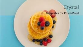  Presentation with snack food - Audience pleasing PPT layouts consisting of stack-of-pancakes-with-berries backdrop and a lemonade colored foreground