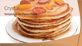  Presentation with syrup - Presentation enhanced with stack of pancakes with syrup and fruit background and a gold colored foreground