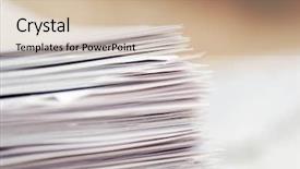  Presentation with corner - Slides with stack of papers focus background and a coral colored foreground