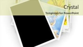  Presentation with photo - Colorful slide deck enhanced with stack of photos with blank backdrop and a blonde colored foreground