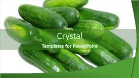  Presentation with cucumbers - PPT layouts having stack of pick cucumbers isolated on white background background and a forest green colored foreground