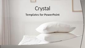  Presentation with bed - Colorful presentation enhanced with stack of pillows on bed backdrop and a light gray colored foreground