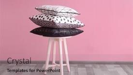  Presentation with stack - Presentation design enhanced with stack-of-pillows-on-stool background and a coral colored foreground
