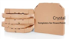  Presentation with stack - Cool new theme with stack of pizza boxes isolated backdrop and a coral colored foreground
