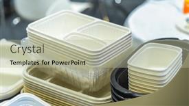  Presentation with plastic container - Slide set with stack-of-plastic-food-container background and a mint green colored foreground