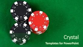  Presentation with set of poker chip - PPT theme having black jack - stack of poker chips background and a forest green colored foreground