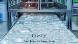  Presentation with molding machine - Slides featuring stack-of-polypropylene-food-containers background and a light blue colored foreground