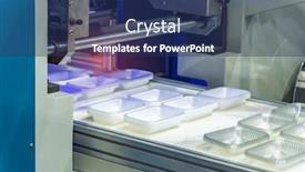  Presentation with molding machine - PPT layouts enhanced with stack-of-polypropylene-food-containers background and a navy blue colored foreground