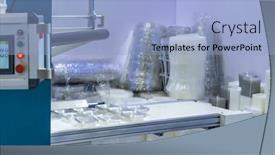  Presentation with molding machine - Presentation theme featuring stack-of-polypropylene-food-containers background and a light blue colored foreground