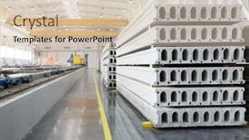  Presentation with house building - Amazing presentation theme having stack-of-precast-reinforced-concrete backdrop and a lemonade colored foreground