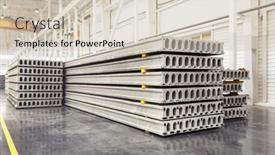  Presentation with concrete pouring during commercial concreting - Beautiful theme featuring stack-of-precast-reinforced-concrete backdrop and a soft green colored foreground