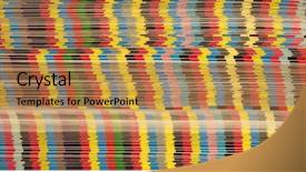  Presentation with stack - Slide deck consisting of stack of printed papers cmyk background and a gold colored foreground