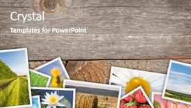  Presentation with photo collage - Presentation theme consisting of stack of printed pictures collage background and a gray colored foreground