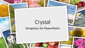  Presentation with photo collage - Colorful PPT theme enhanced with stack of printed pictures collage backdrop and a white colored foreground