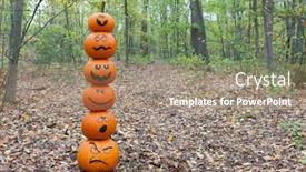  Presentation with woods - Slide deck featuring emotional balance - stack of pumpkins with different background and a coral colored foreground