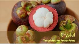  Presentation with mangosteen - Colorful slide set enhanced with stack of purple mangosteen backdrop and a tawny brown colored foreground