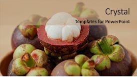  Presentation with mangosteen - Theme having stack of purple mangosteen background and a coral colored foreground