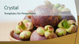  Presentation with mangosteen - PPT theme consisting of stack of purple mangosteen background and a sky blue colored foreground
