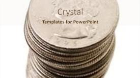  Presentation with quarter - Audience pleasing theme consisting of stack of quarter coins isolated on white background backdrop and a lemonade colored foreground