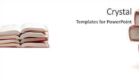  Presentation with stack books - Presentation theme enhanced with stack of red books isolated background and a white colored foreground
