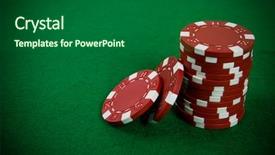  Presentation with poker chips - PPT theme having stack of red poker chips on a green poker table background background and a forest green colored foreground